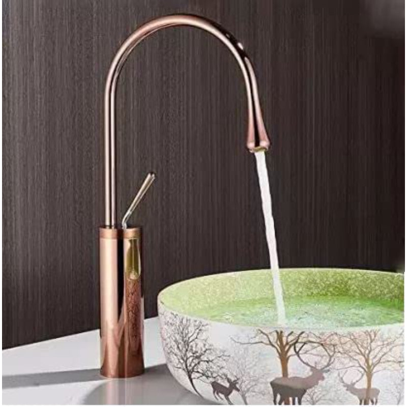 Premium Slim Neck Basin Faucet 17" inches in Copper | Stainless Steel | Hot and Cold Mixer