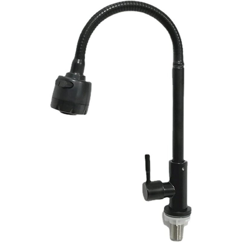 Flexible Neck Faucet with Dual Water Flow in Matt Black Stainless Steel | Single Line | Easy to Install