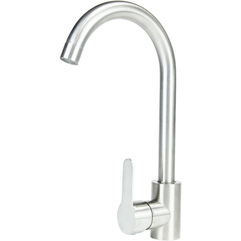 Premium 12" inches Kitchen Faucet in Stainless Steel | Hot and Cold Mixture | Brushed Nickel | Single Lever | 360° Moveable