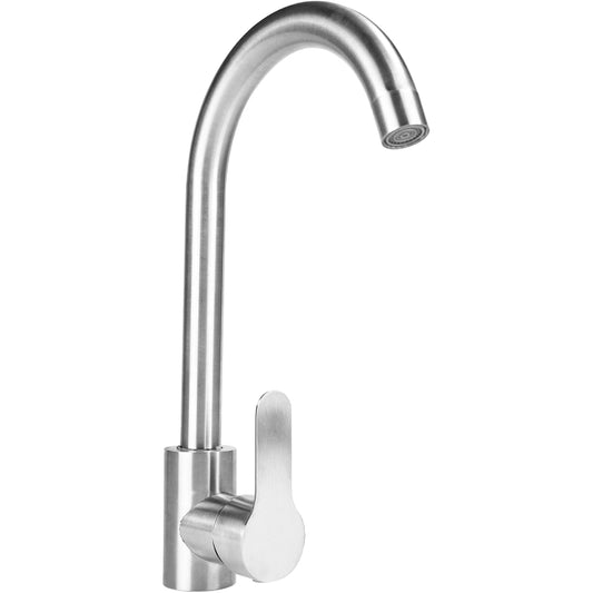 Premium 12" inches Kitchen Faucet in Stainless Steel | Hot and Cold Mixture | Brushed Nickel | Single Lever | 360° Moveable