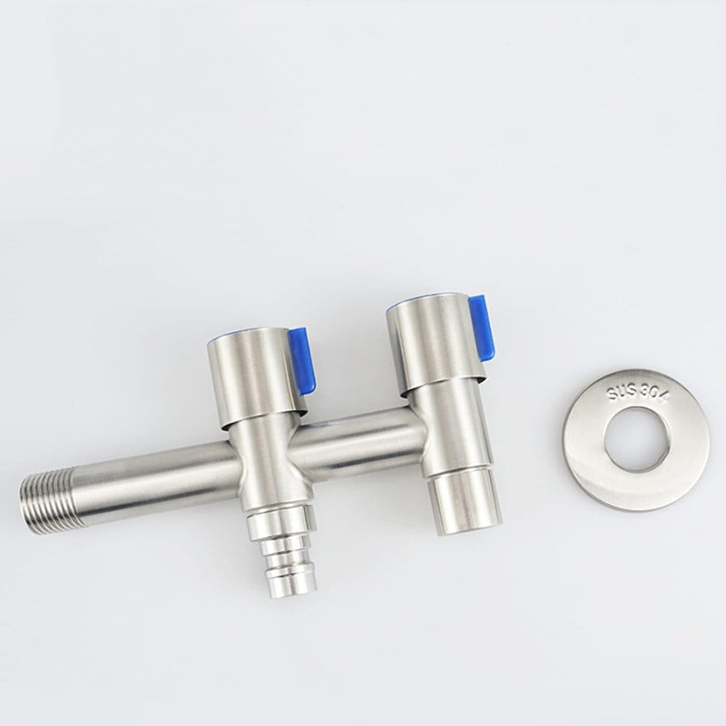 2 in 1 Bibcock in Stainless Steel for Bathrooms, Washing Machines or Wash Areas