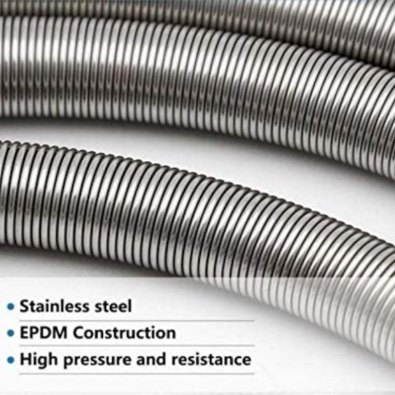 Stainless Steel Muslim Shower Set 5"inches Head + 1 Meter Spring Pipe in Silver | High Water Pressure | Easy Installation | Bathroom and Toilets