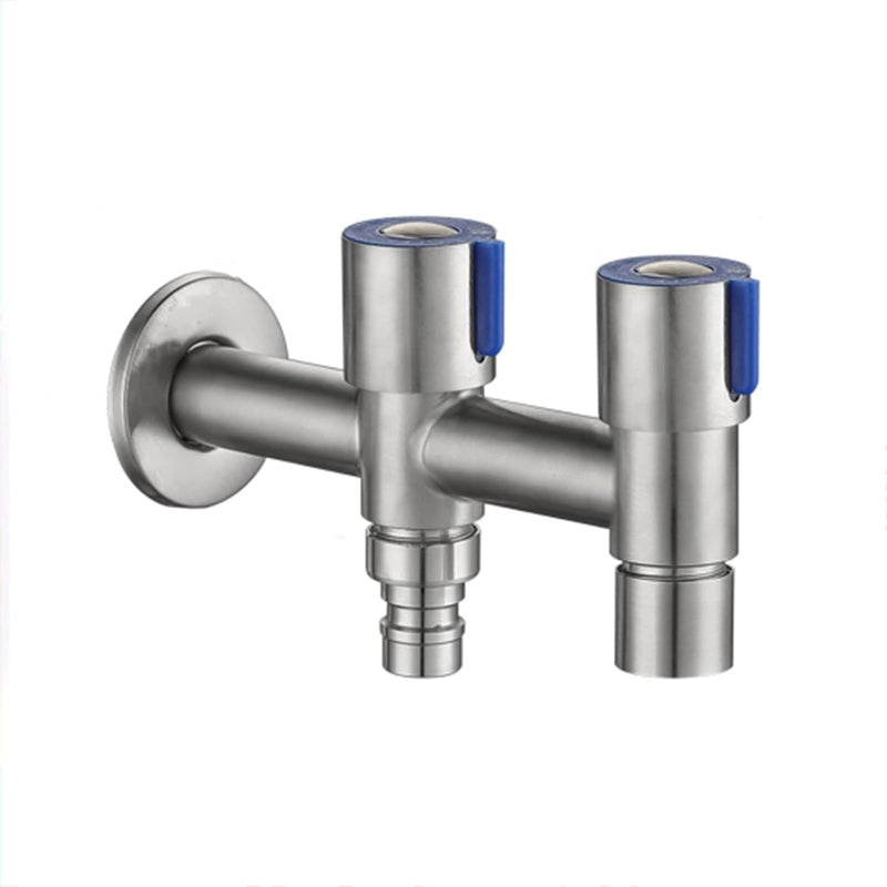 2 in 1 Bibcock in Stainless Steel for Bathrooms, Washing Machines or Wash Areas