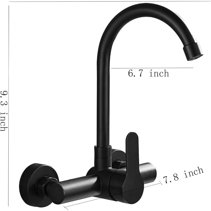 Premium 360° Kitchen Faucet in Stainless Steel Matt Black | Hot and Cold Mixer | Wall Mount