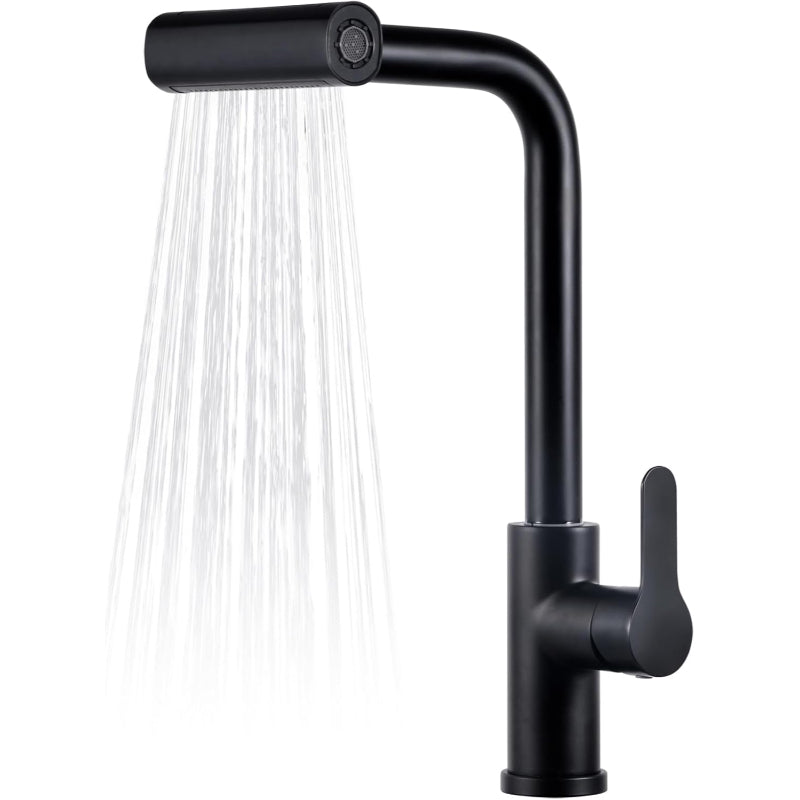 4 in 1 Waterfall 360° Moveable Kitchen Faucet in Black | Stainless Steel Body with ABS Plastic Sprayer | Hot and Cold Mixer