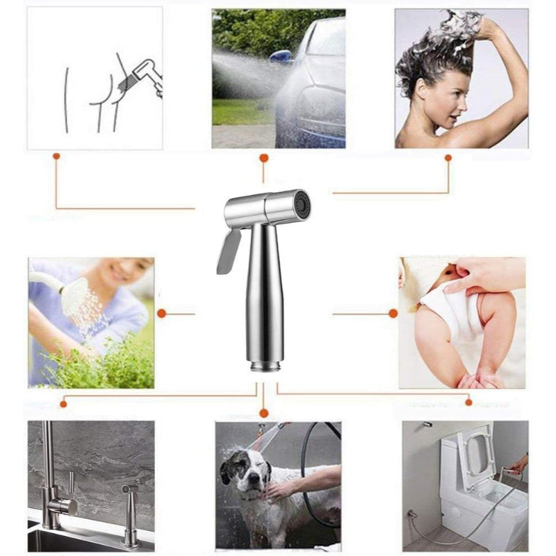 Stainless Steel Muslim Shower Head in Silver Nickel Matt 5"inches for Bathroom and Toilets | High Water Pressure | Easy Installation