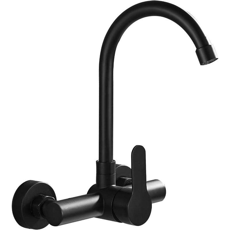 Premium 360° Kitchen Faucet in Stainless Steel Matt Black | Hot and Cold Mixer | Wall Mount