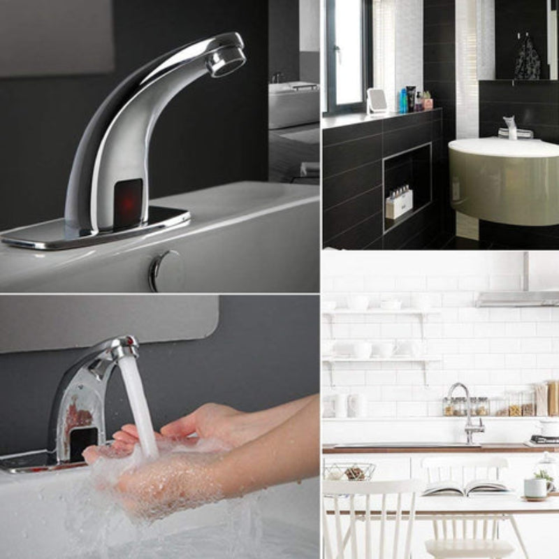 Automatic Bathroom Faucet in Stainless Steel Shiny Chrome | Single Line