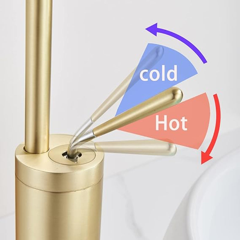 Premium Slim Neck Basin Faucet 17" inches in Copper Gold | Stainless Steel | Hot and Cold Mixer