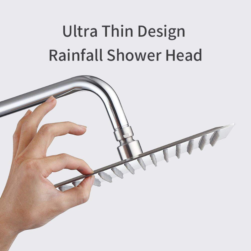 Rainfall Shower Head 8" inches in Stainless Steel | 360° Adjustable | Ultra Thin | Silicon Nozzles