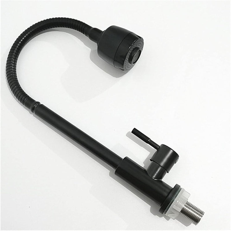 Flexible Neck Faucet with Dual Water Flow in Matt Black Stainless Steel | Single Line | Easy to Install