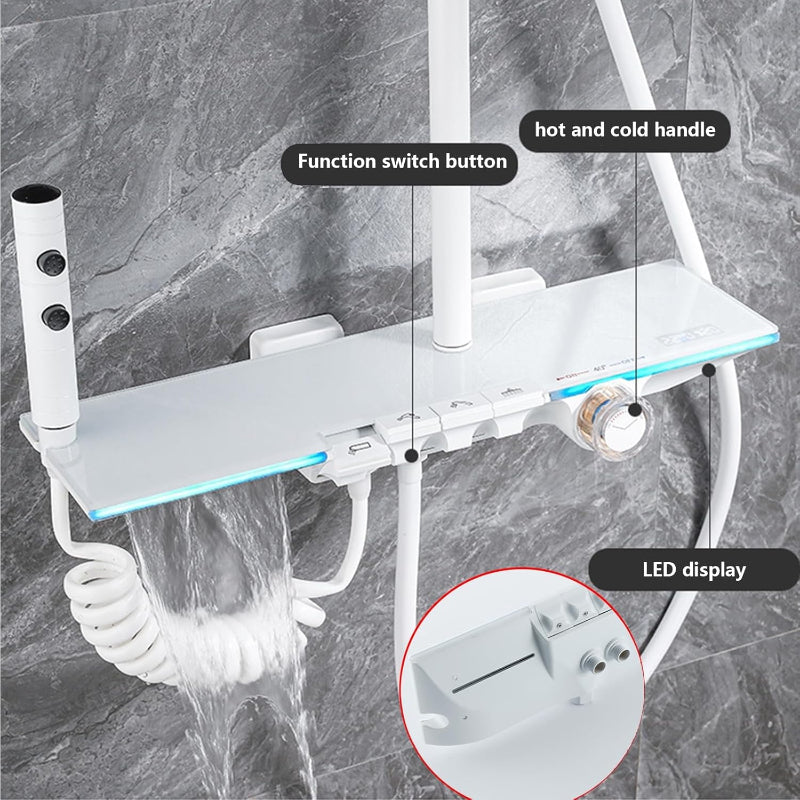 Piano LED Complete Bathroom Shower Set with Basin Faucet