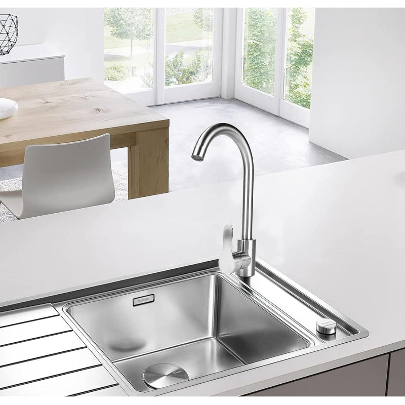 Premium 12" inches Kitchen Faucet in Stainless Steel | Hot and Cold Mixture | Brushed Nickel | Single Lever | 360° Moveable