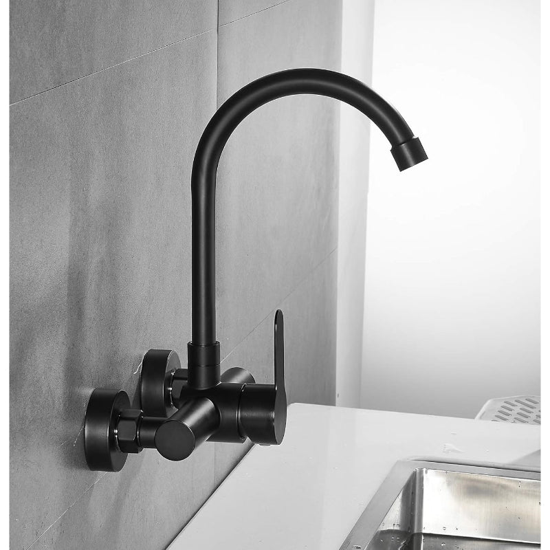 Premium 360° Kitchen Faucet in Stainless Steel Matt Black | Hot and Cold Mixer | Wall Mount