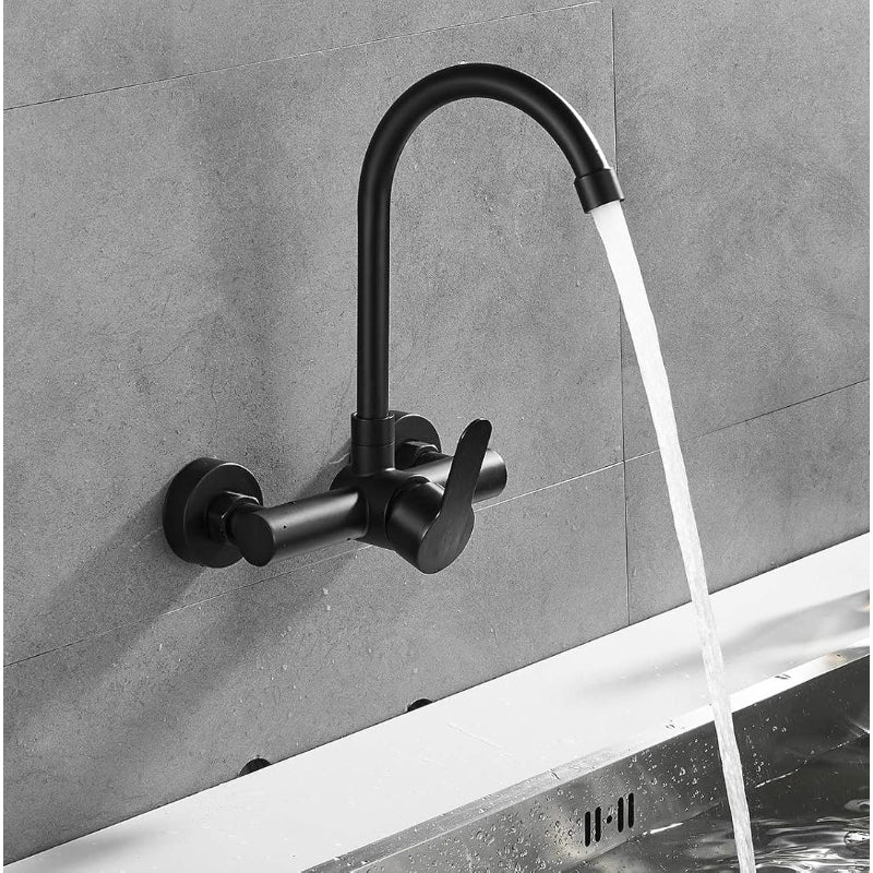 Premium 360° Kitchen Faucet in Stainless Steel Matt Black | Hot and Cold Mixer | Wall Mount