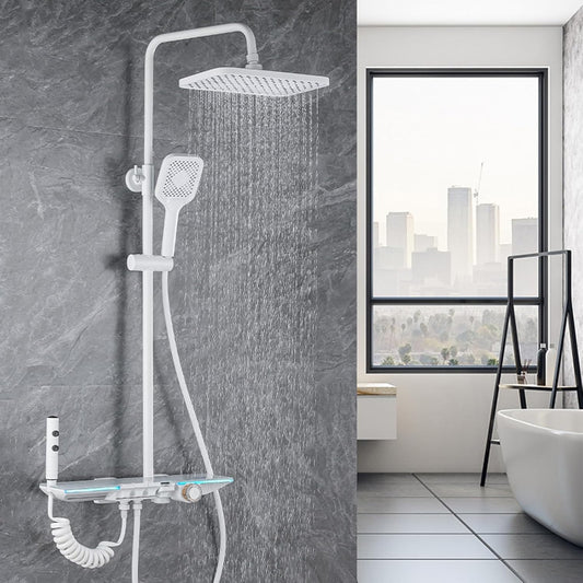 Piano LED Complete Bathroom Shower Set with Basin Faucet