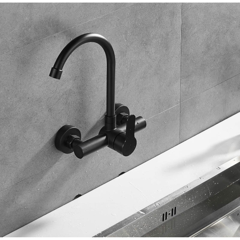 Premium 360° Kitchen Faucet in Stainless Steel Matt Black | Hot and Cold Mixer | Wall Mount