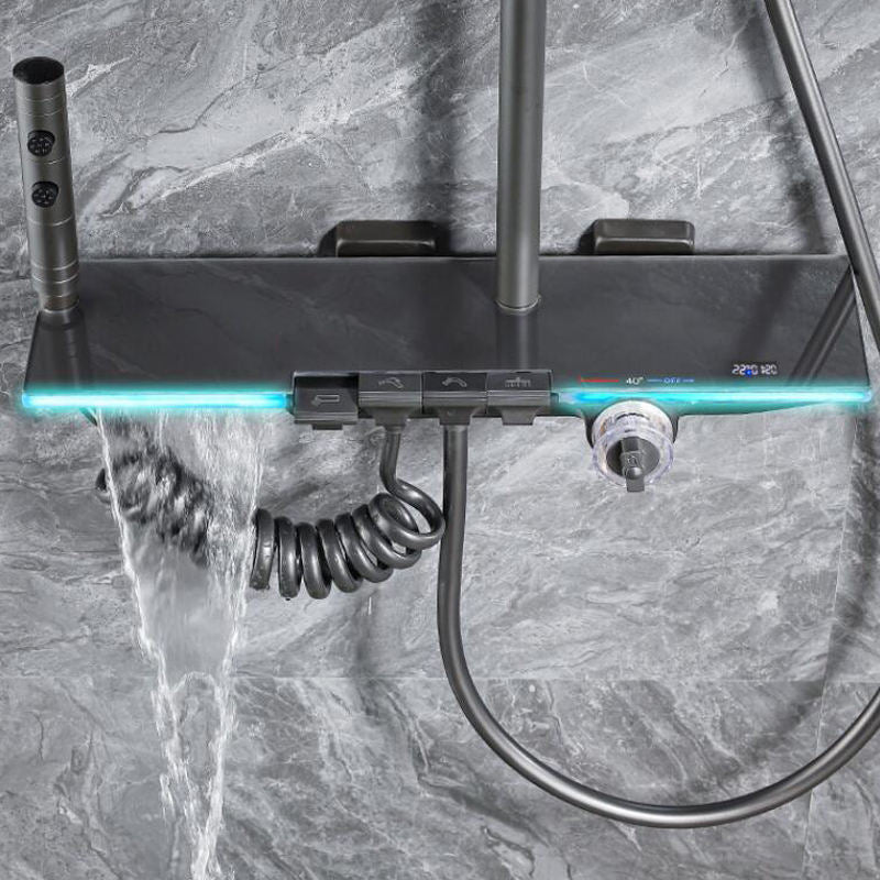 Piano LED Complete Bathroom Shower Set with Basin Faucet