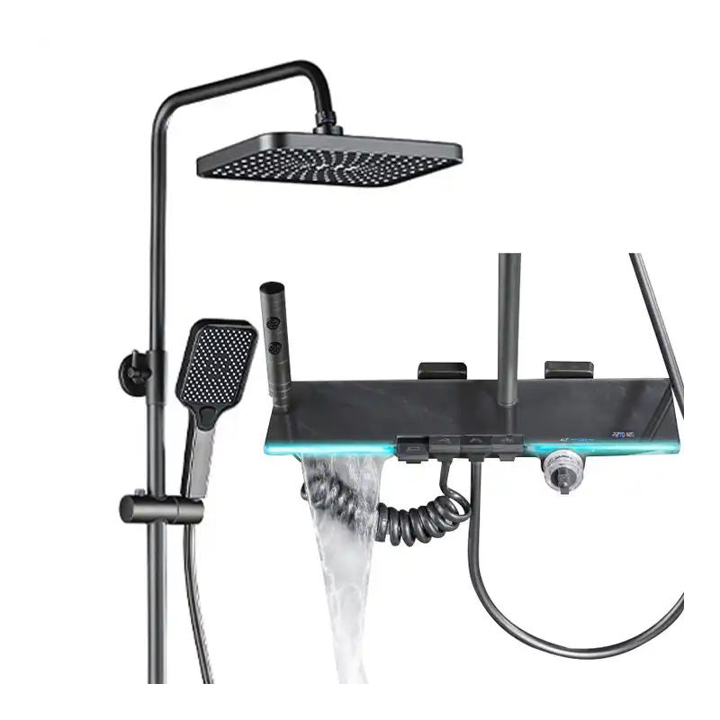 Piano LED Complete Bathroom Shower Set with Basin Faucet