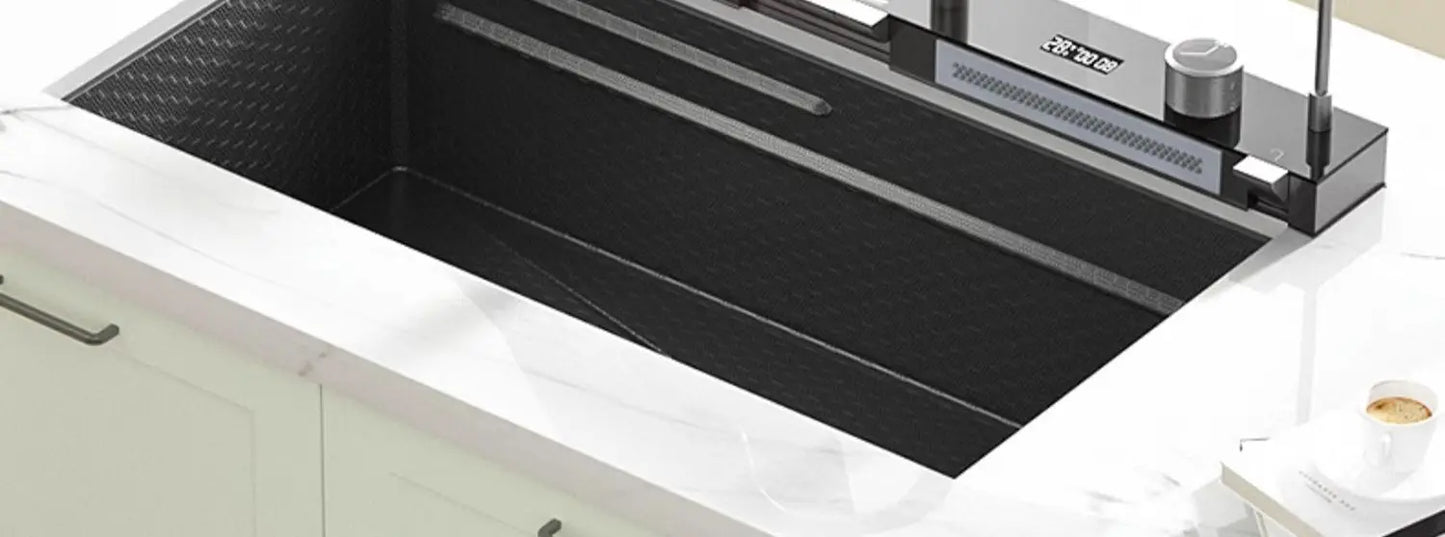 Multifunction Piano Kitchen Sink in Stainless Steel with LED Panel | 30" x 18" inch | Scratch Proof Honeycomb Layering