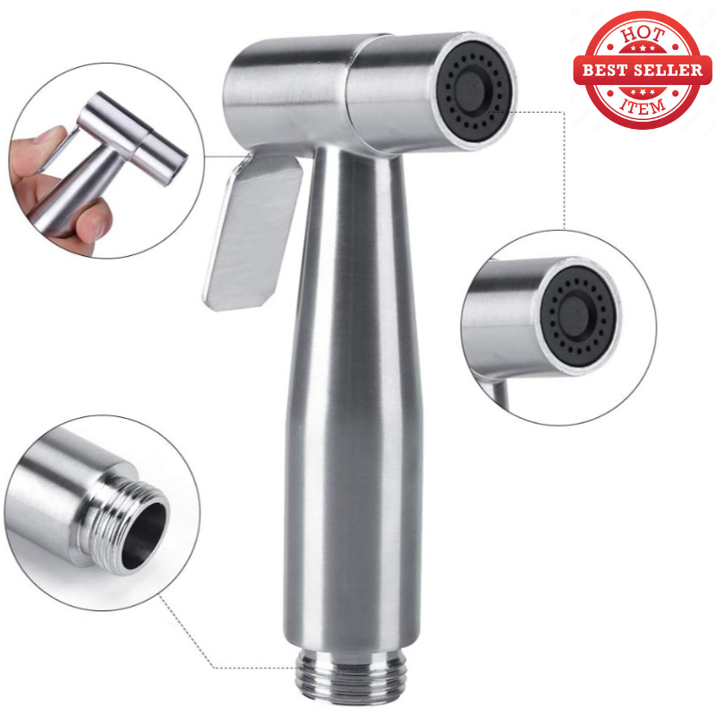 Stainless Steel Muslim Shower Head in Silver Nickel Matt 5"inches for Bathroom and Toilets | High Water Pressure | Easy Installation