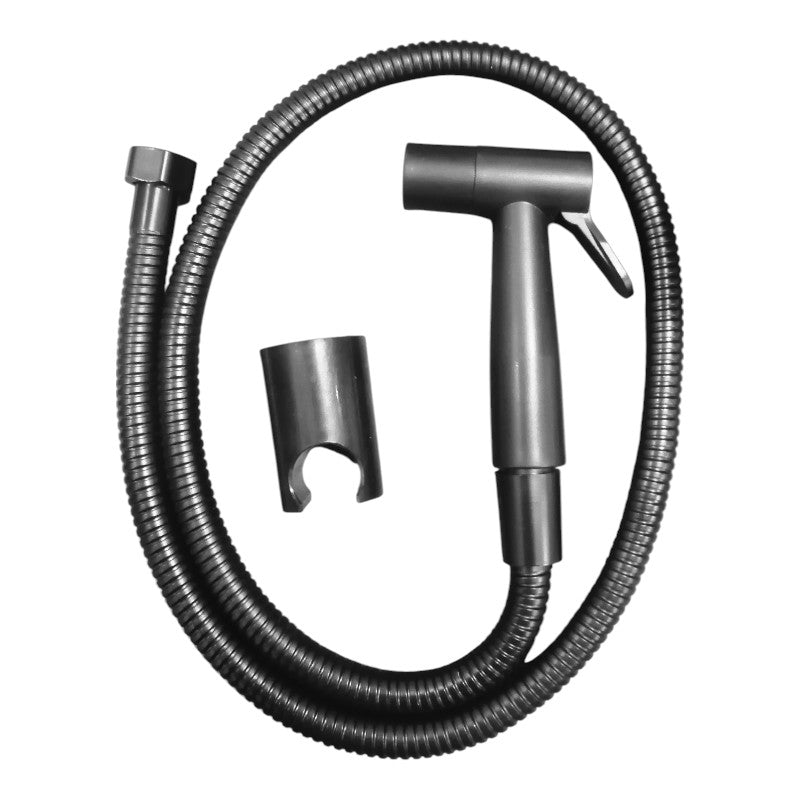 Elegant Muslim Shower Set 5"inches Head + 1.2 Meter Pipe in Matt Black | High Water Pressure | Easy Installation | Bathroom and Toilets | ABS Plastic Head + Stainless Steel Pipe