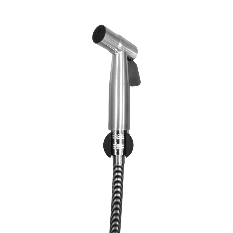 Stainless Steel Muslim Shower Set 5"inches Head + 1 Meter Spring Pipe in Silver | High Water Pressure | Easy Installation | Bathroom and Toilets