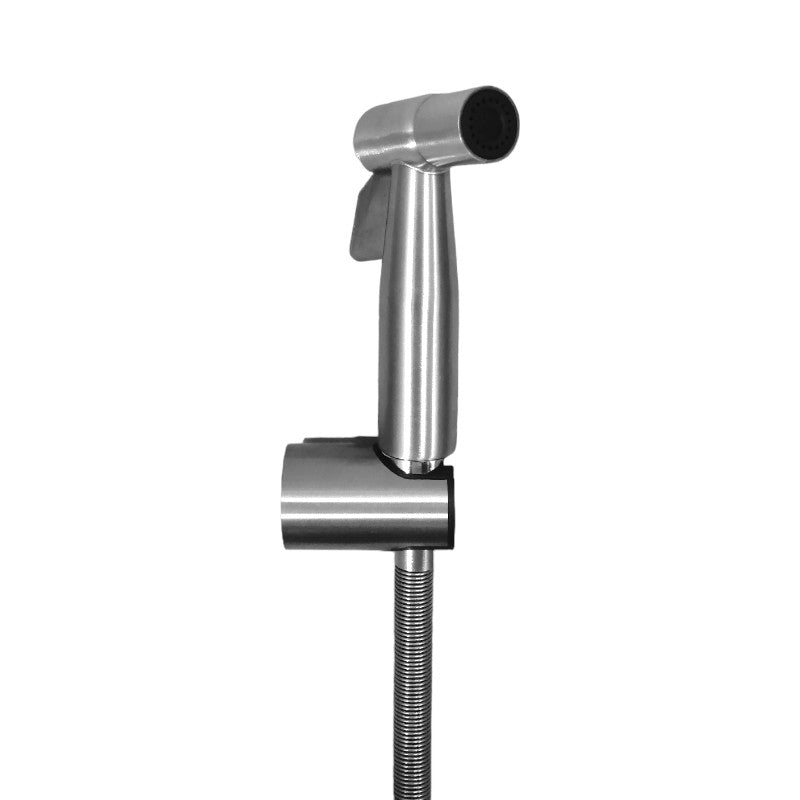 Stainless Steel Muslim Shower Set 5"inches Head + 1 Meter Spring Pipe in Silver | High Water Pressure | Easy Installation | Bathroom and Toilets