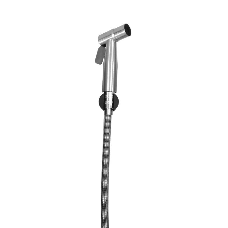 Stainless Steel Muslim Shower Set 5"inches Head + 1 Meter Spring Pipe in Silver | High Water Pressure | Easy Installation | Bathroom and Toilets