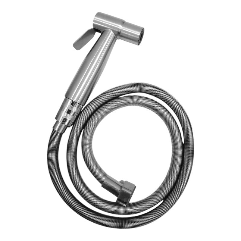 Stainless Steel Muslim Shower Set 5"inches Head + 1 Meter Spring Pipe in Silver | High Water Pressure | Easy Installation | Bathroom and Toilets