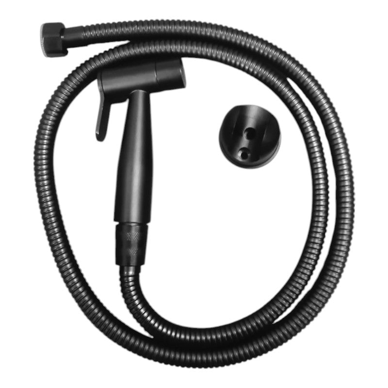 Heavy Duty Stainless Steel Muslim Shower Set 5"inches Head + 1 Meter Pipe in Matt Black | High Water Pressure | Easy Installation | Bathroom and Toilets