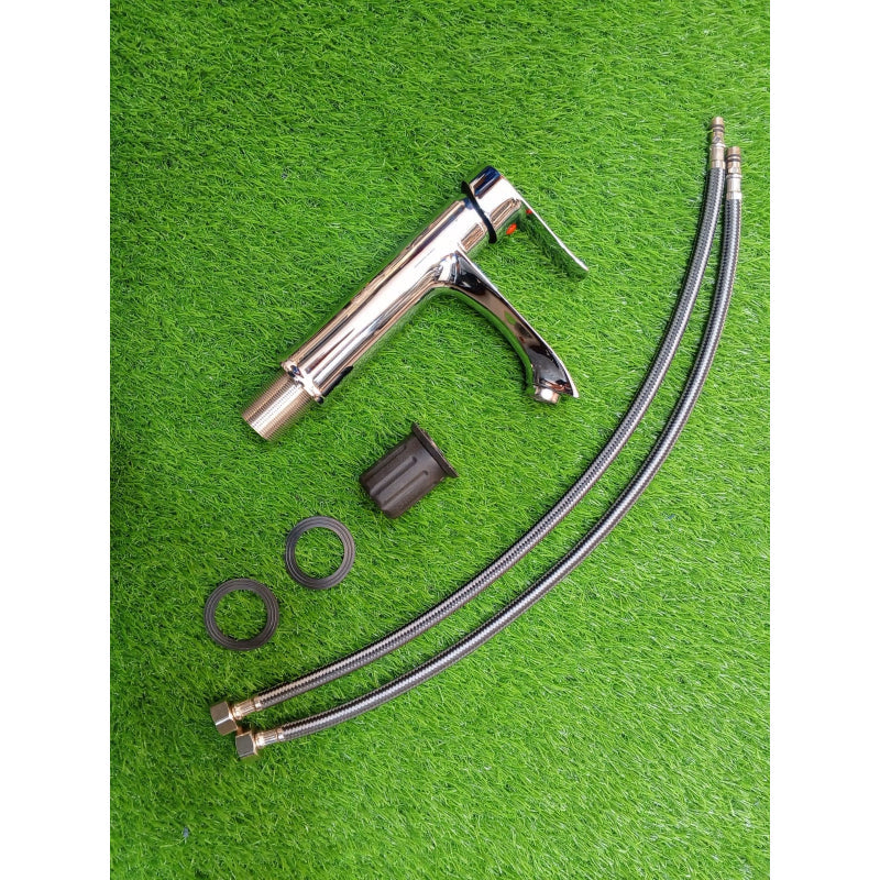 Basin Faucet in Shiny Chrome Stainless Steel | Hot and Cold Mixer