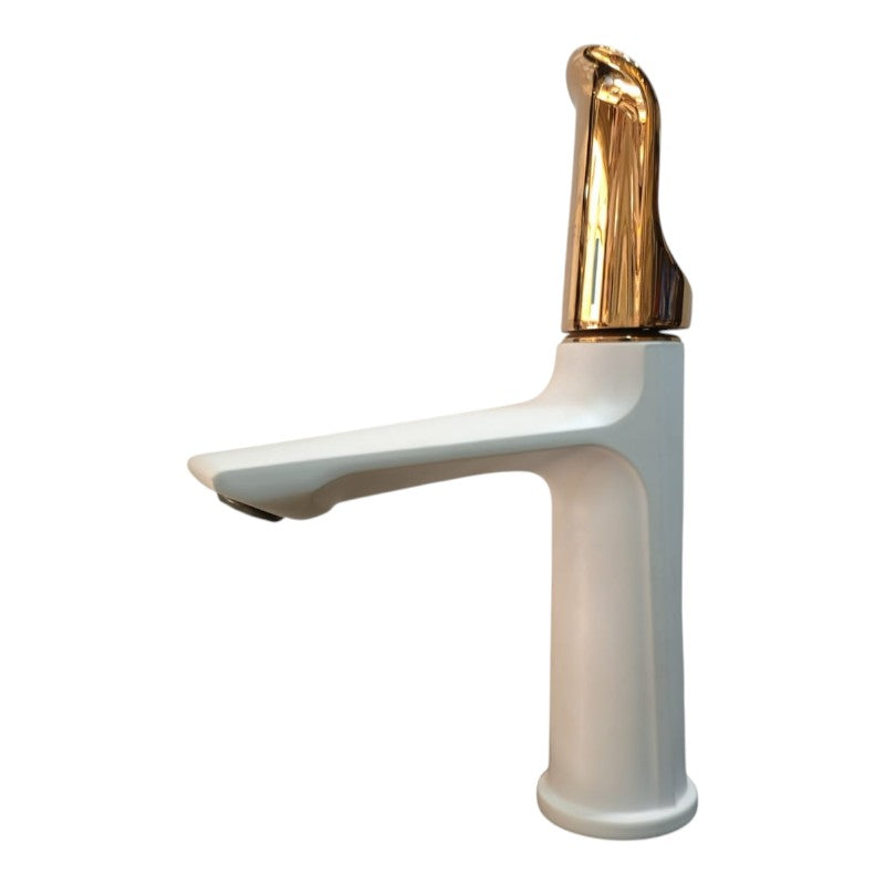 Bathroom Basin 7" inch Faucet in White Gold | Stainless Steel | Hot and Cold Mixer