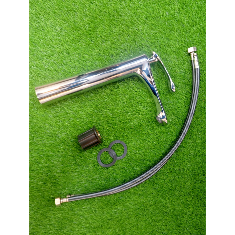 Long Basin Faucet in Shiny Chrome Stainless Steel | Hot and Cold Mixer