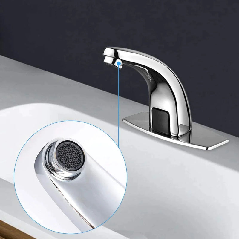 Automatic Bathroom Faucet in Stainless Steel Shiny Chrome | Single Line