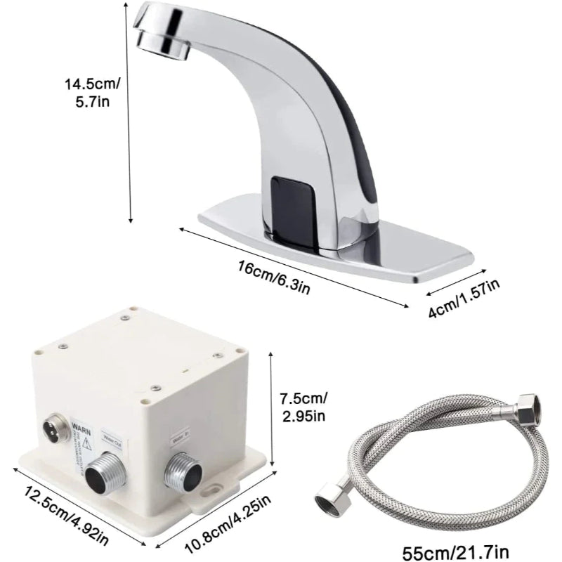 Automatic Bathroom Faucet in Stainless Steel Shiny Chrome | Single Line
