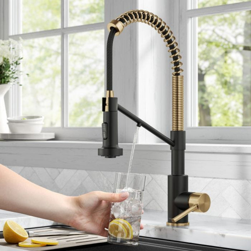 Premium Stainless Steel Kitchen Faucet in Black Gold | Hot and Cold Mixer | 360° Moveable| Single Handle