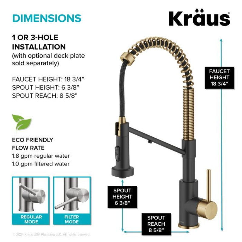 Premium Stainless Steel Kitchen Faucet in Black Gold | Hot and Cold Mixer | 360° Moveable| Single Handle