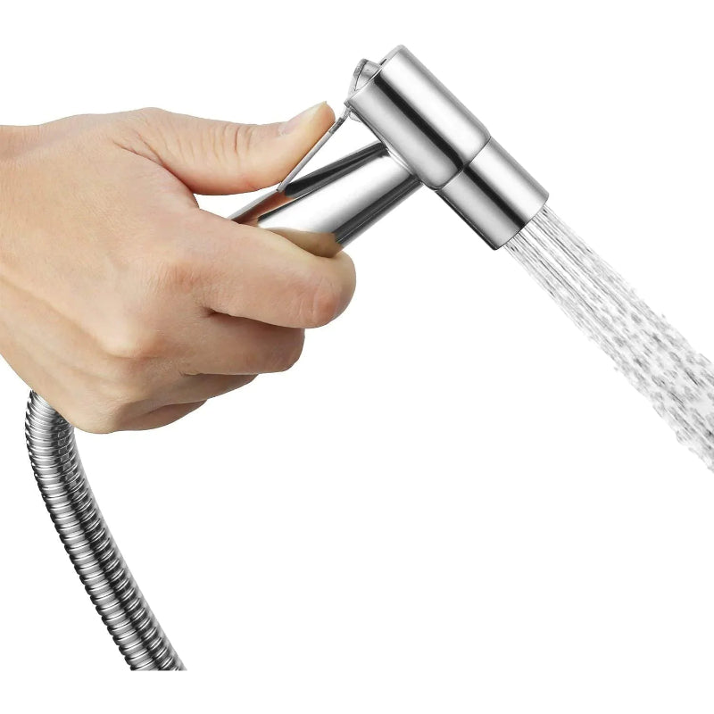 Stainless Steel Muslim Shower Set for Bathroom and Toilets in Shiny Chrome | High Water Pressure | Easy Installation | 5"inches Head and 1 Meter Pipe