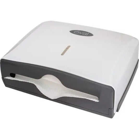 Tissue and Paper Towel Dispenser for Bathrooms, Kitchens, Offices in White/ Grey