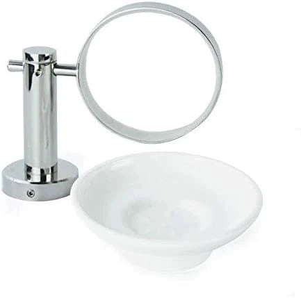 Wesda Ceramic Soap Dish with Stainless Steel Holder for Bathrooms