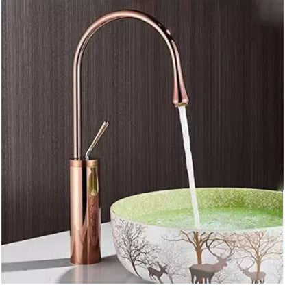 Premium Slim Neck Basin Faucet 17" inches in Copper | Stainless Steel | Hot and Cold Mixer