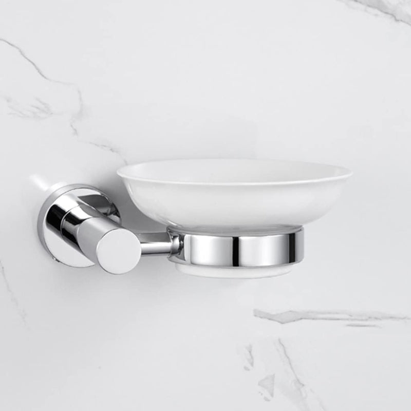 Wesda Ceramic Soap Dish with Stainless Steel Holder for Bathrooms