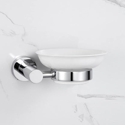 Wesda Ceramic Soap Dish with Stainless Steel Holder for Bathrooms