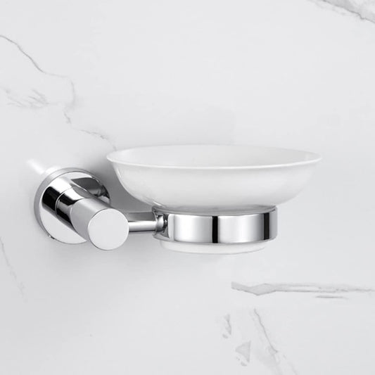Wesda Ceramic Soap Dish with Stainless Steel Holder for Bathrooms