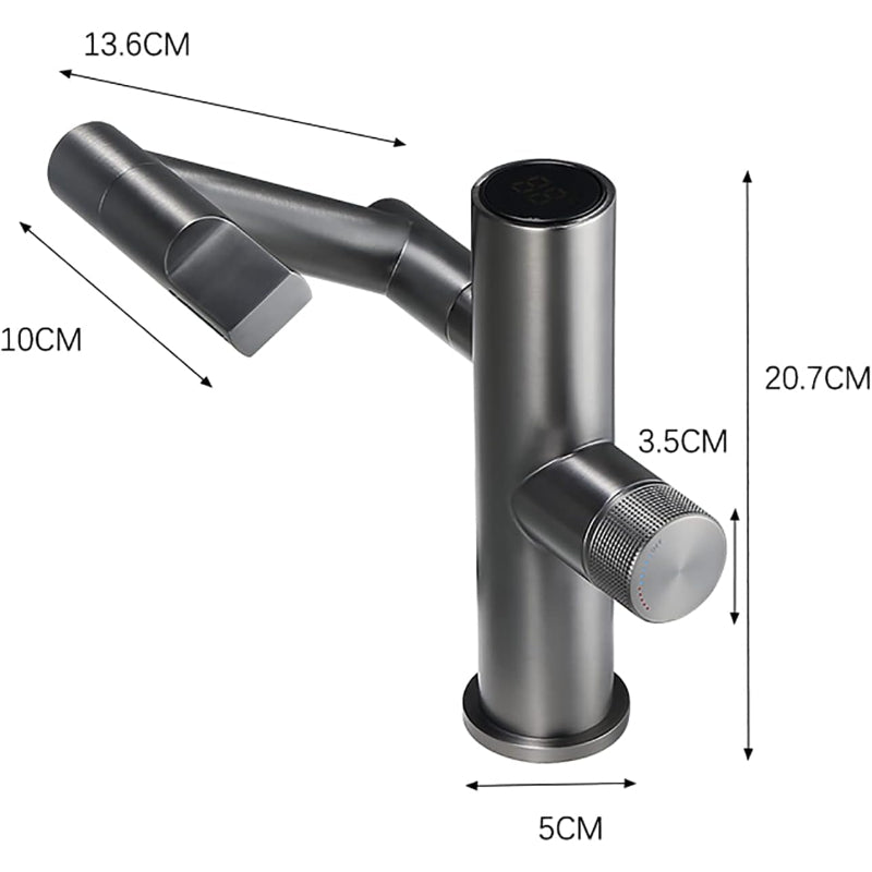 Premium 360° Swivel Waterfall Sink Faucet with Digital Temperature Display for Bathroom and Wash Basin in Metallic Grey | Hot and Cold Mixer