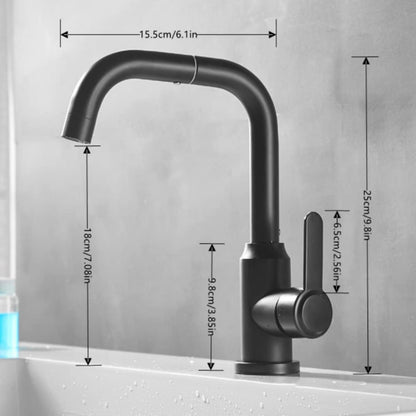 720° Moveable Faucet in All Black for Bathroom and Wash Basin | Stainless Steel | Hot and Cold Mixer