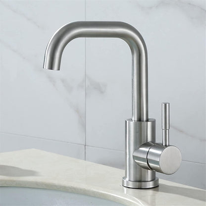 360° Rotatable Faucet for Bathroom and Wash Basin in 304 Stainless Steel | Hot and Cold Mixer | Brushed Nickel | Single Handle