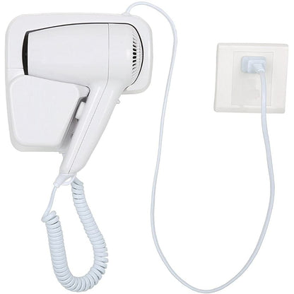 Premium Hair Dryer in White with Holder | Light Weight | Extendable Cord | Wall Mounted