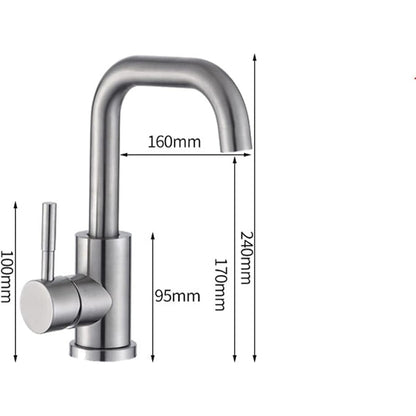 360° Rotatable Faucet for Bathroom and Wash Basin in 304 Stainless Steel | Hot and Cold Mixer | Brushed Nickel | Single Handle